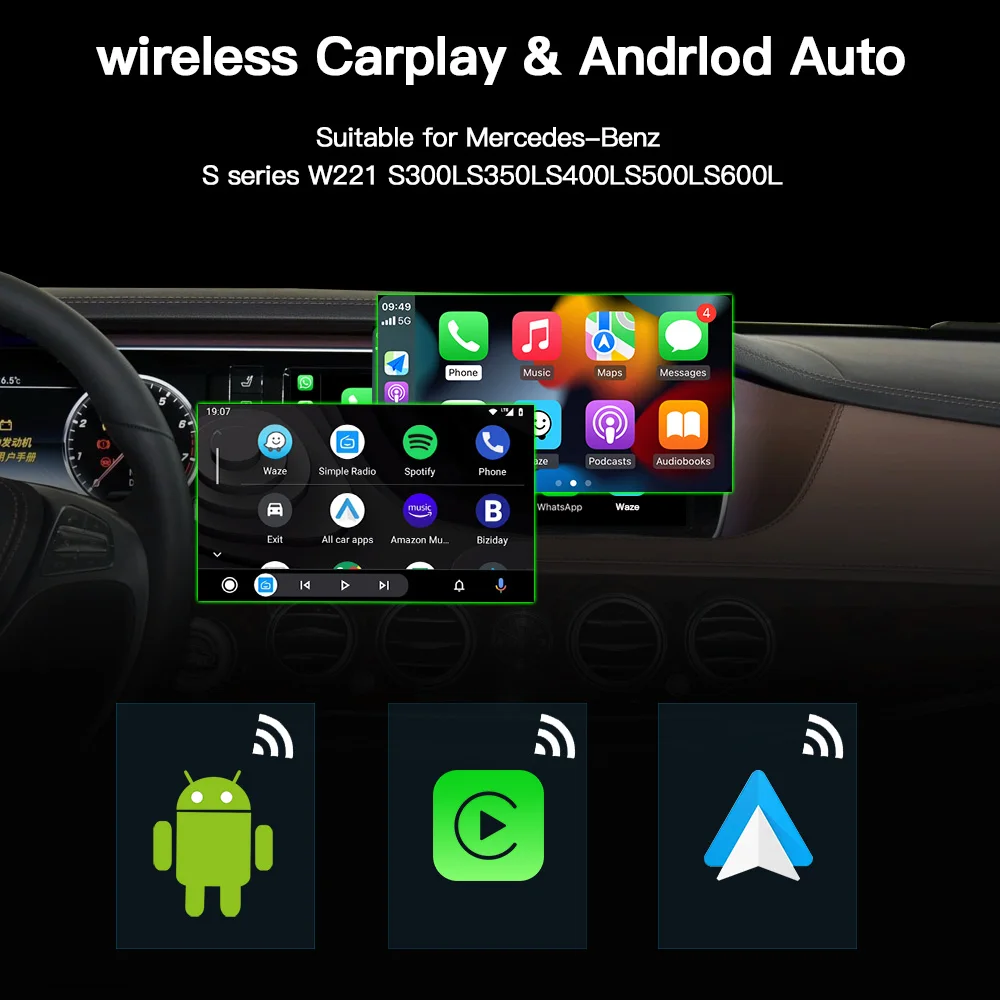 Fără Fir Android Carplay pentru Mercedes Benz S-Series W221S300LS350LS4S5LS6L Mirror Link AirPlay Reverse Mirror Link AirPlay2
