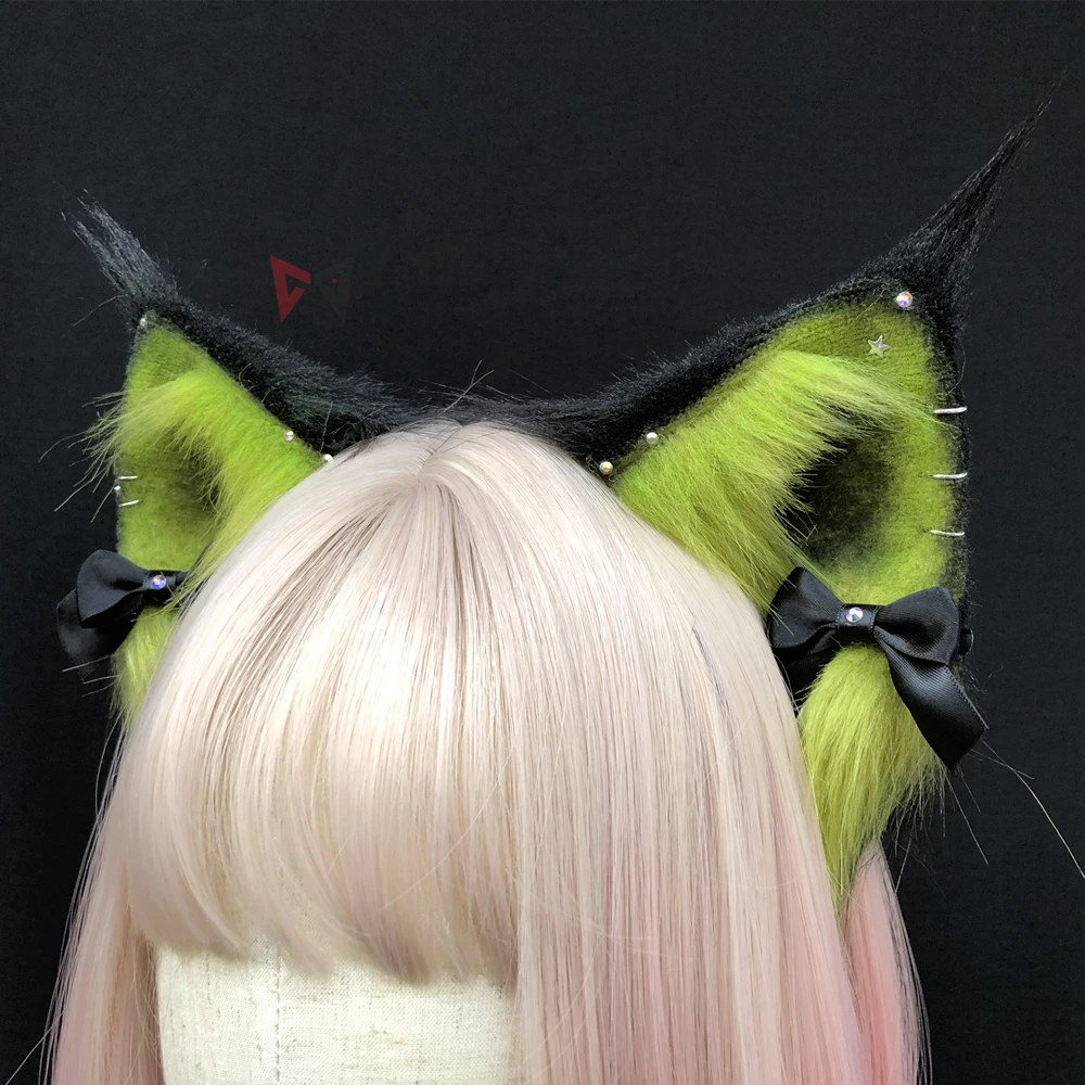 Halloween Serie Negru, Verde, Urechi de Pisică Cerc Păr Pălării Făcute de Mână de Lucru Pentru KC Cosplay Costum pentru Petrecerea de Accesorii Personalizate2