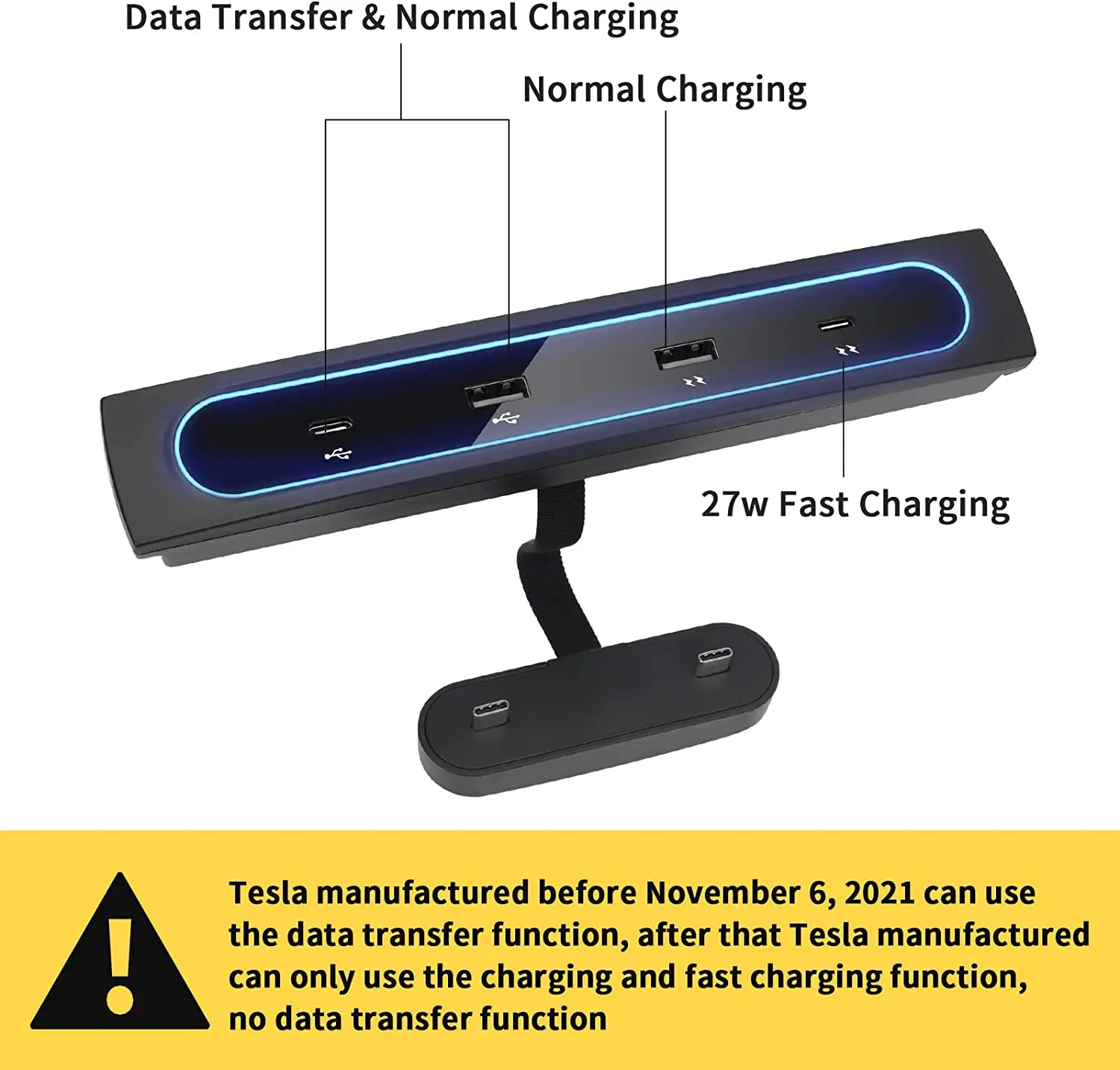 Hub USB pentru 2021 2022 2023 Tesla Model Y 3Quick Încărcător USB Șunt Hub Inteligent Docking Station Adaptor Auto Splitter2