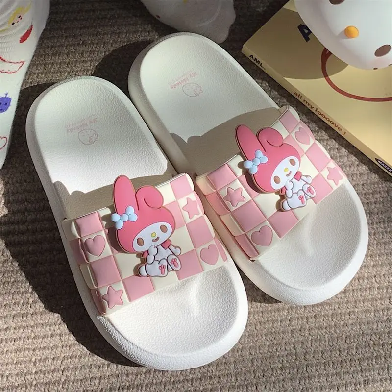 Kawaii Sanrio Hello Kitty Lucruri Cinnamoroll Kuromi Drăguț De Vară Papuci De Casă Desene Animate Non-Alunecare De Sandale Fete Anime Cadou Jucarii Copii2