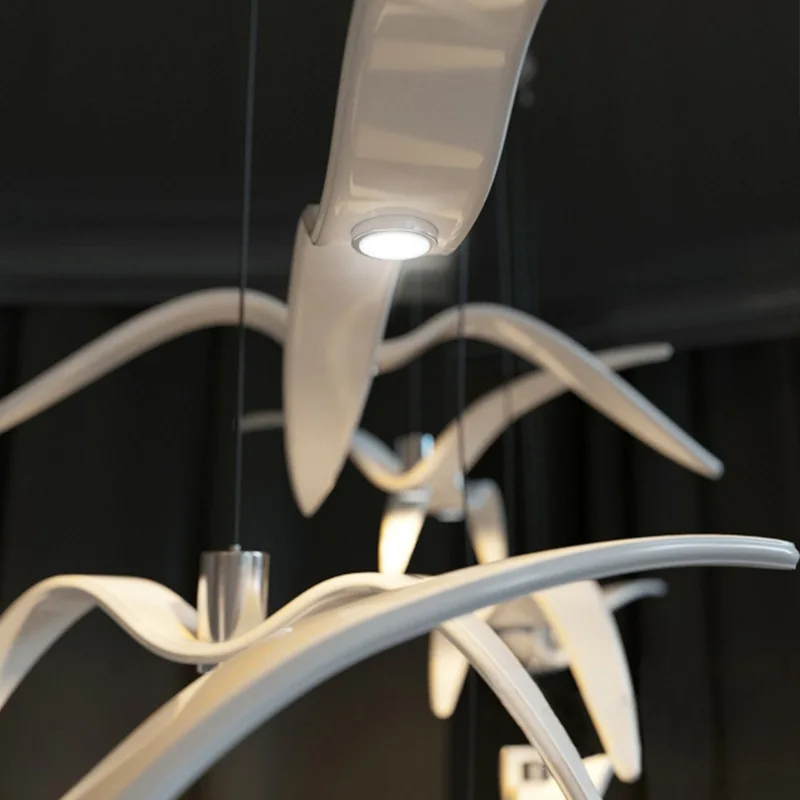 Kobuc Nordic Pescăruș Design Rășină Pandantiv Cu Led-Uri De Lumină Pentru Bar/Bucatarie Păsări Acrilice Luciu De Suspensie Plafon Iluminat De Lumina2