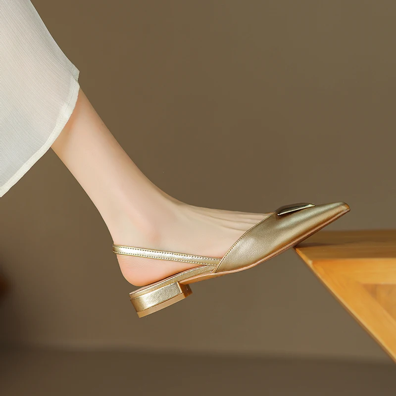 Moderne Și Confortabile Sandale Femei Cu Toc Jos Pantofi De Vara 2023 Lux Din Piele A Subliniat Deget De La Picior Moale De Mers Pe Jos Încălțăminte2