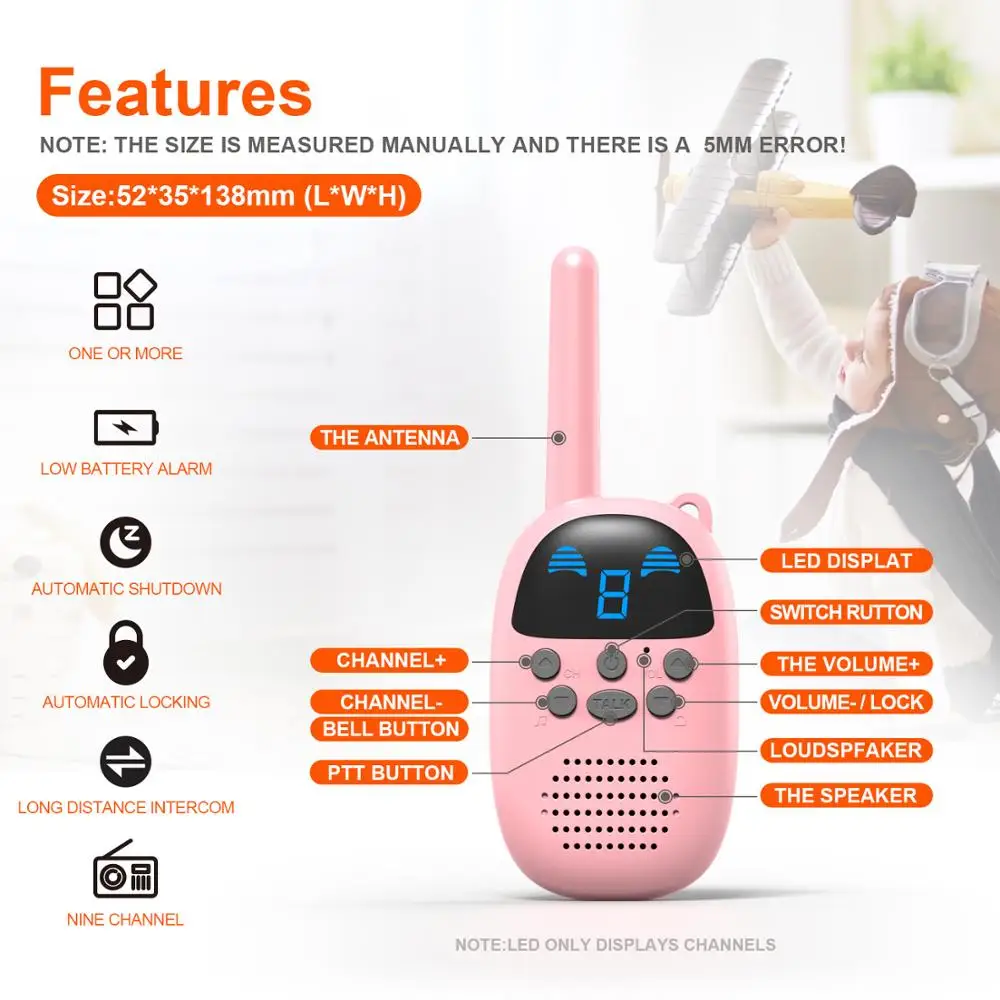 NOUL Mini Walkie Talkie Copii Jucaria Walkie Telefon Copil pentru Copii Portabile Două Fel de Radio 0,5 W Portabila UHF Interfon cadouri de Craciun2