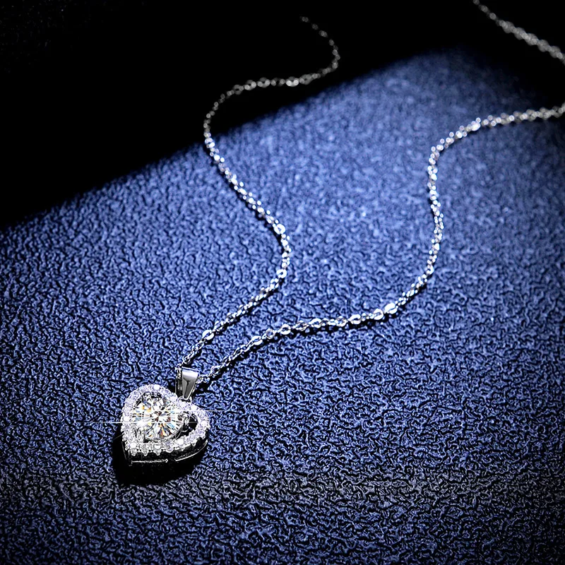 Real Moissanite Diamond Pandantiv Colier 1ct D Culoare Argint 925 Pandantiv Inima Bijuterii de Nunta pentru Femei PE0172