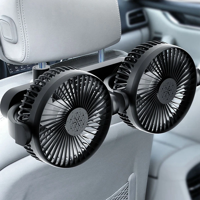 Scaun de masina din Spate a Ventilatorului de Răcire de Încărcare USB Dual Capul Fan 360 de Grade de Rotație Auto Tetiera Ventilator Gât Cooler Interior Masina2