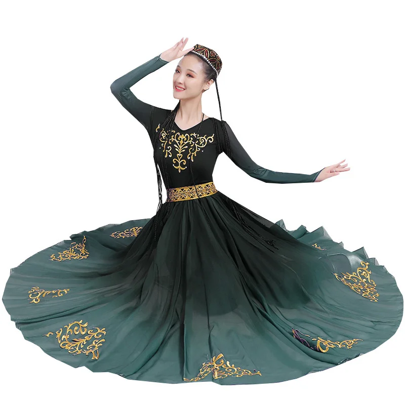 Xinjiang Uygur Spectacol De Dans Costume De Sex Feminin Minoritate Etnică Dans Purta Mongolă Dans, Rochie Dans Național Haine, Tinuta2