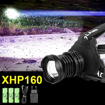 Super-Puternic LED Far XHP160 Reîncărcabilă Lampă de Mare Putere Faruri 18650 Usb Cap Lanterna Camping Pescuit Felinar