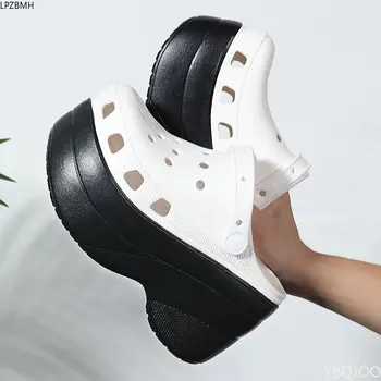 Super Mare de 10 cm Toc Papuci de Vara pentru Femei Sandale cu Platforma în aer liber, 2 Groase Strada Plaja Papuci Flip-Flops Grădină Pantofi