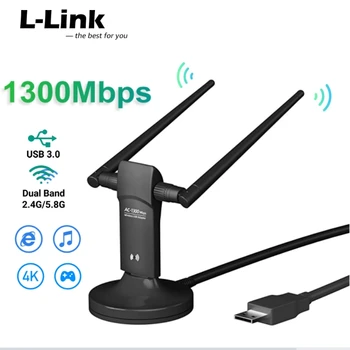 L-Link-ul de 1300Mbps placa de Retea Wireless USB3.0 Adaptor WiFi Dual Band Wifi Dongle pentru PC, Laptop, internet Antene cu suport USB