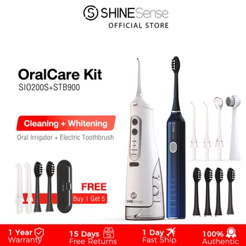 ShineSense Irigator Oral Dentare Apă se spăla pe dinți și Periuță de dinți Electrică cu Set Incarcare USB rezistent la apa IPX7 pentru Albirea Dintilor