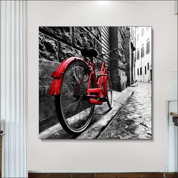 Modern Alb-Negru Stil Industrial Postere, Strada Bicicletă Roșie Panza Picturi, Imprimate Biciclete picturi Murale, Club de Familie Cadouri