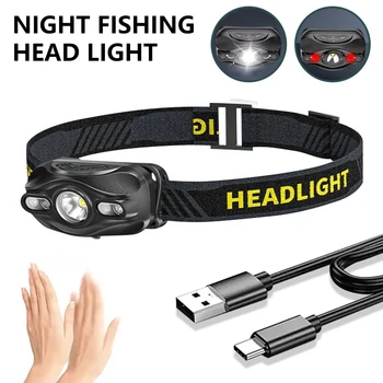 Far cu LED-uri Senzor de Mișcare Far USB Reîncărcabilă Lanterna de Cap rezistent la apa Camping Pescuit, Drumeții Lanternă Puternică