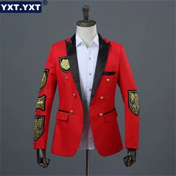 De lux Sacou Blazer Masculin Costum 2023 Nou în Elegant pentru Bărbați Medalie de Aur Broderie Dublu Rânduri Mens Militare Blazer Jacheta