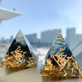 Cristal Natural De Pietriș Opal, Obsidian Simbol Piramida Ornament Camera Ornament De Masă Decor Acasă