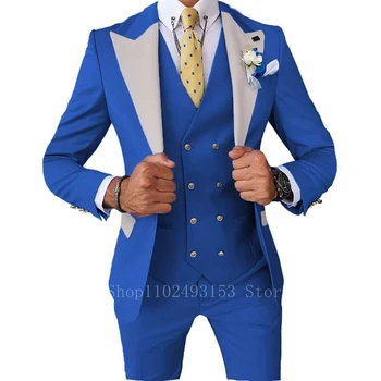 Cele Mai Recente Modele 2023 Costum Barbati Slim Fit De 3 Bucăți De Moda Elegant Formale Cavalerii De Onoare La Nunta Costume (Sacou+Vesr+Pantaloni)Terno Masculino