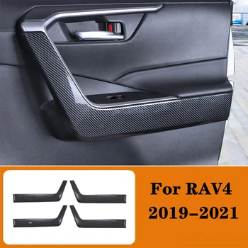 Fibra de Carbon de Culoare Usa de Interior Lateral Cotiera Acoperi ABS Decor Ornamente Bandă Cadru potrivit Pentru Toyota RAV4 RAV 4 XA50 2019 2020 2021