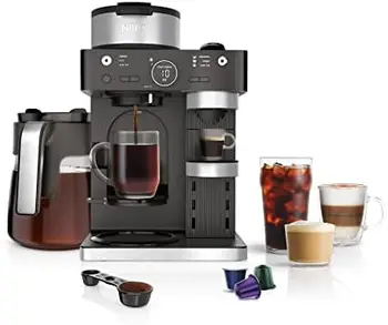 Espresso si Cafea Barista Sistem, cu un Singur Servi Cafea si Capsule Nespresso Compatibil, 12-Cupa Carafă, Built-in Spumantul, E