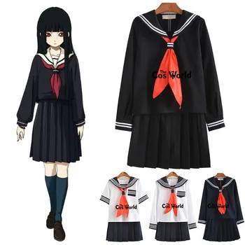 S-5XL sa convenabilă Shoujo Enma Ai de Vară Costum de Marinar JK Uniformă de Școală Elevii Pânză Topuri Fuste Costume Cosplay Anime