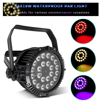 24×12W RGBW/24x18W RGBWA UV 6-in-1 LED Par Light Exterior Impermeabil Etapa Lumina DMX512 Control DJ Disco Performanță Etapă