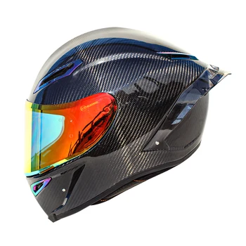 De Brand Nou Casca Motocicleta Retro Fibra de Carbon Cască Integrală DOT Aprobat Moto Casca Motocross Cu Lentile HD