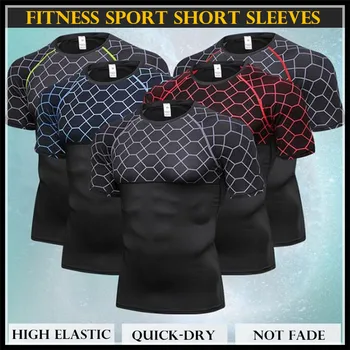 100p Barbati Formator de Compresie 3D Strâns Trainning T-shirt,de Înaltă Elastic Rapid-uscat de Wicking Sport Fitness Execută de Jos Mâneci Scurte