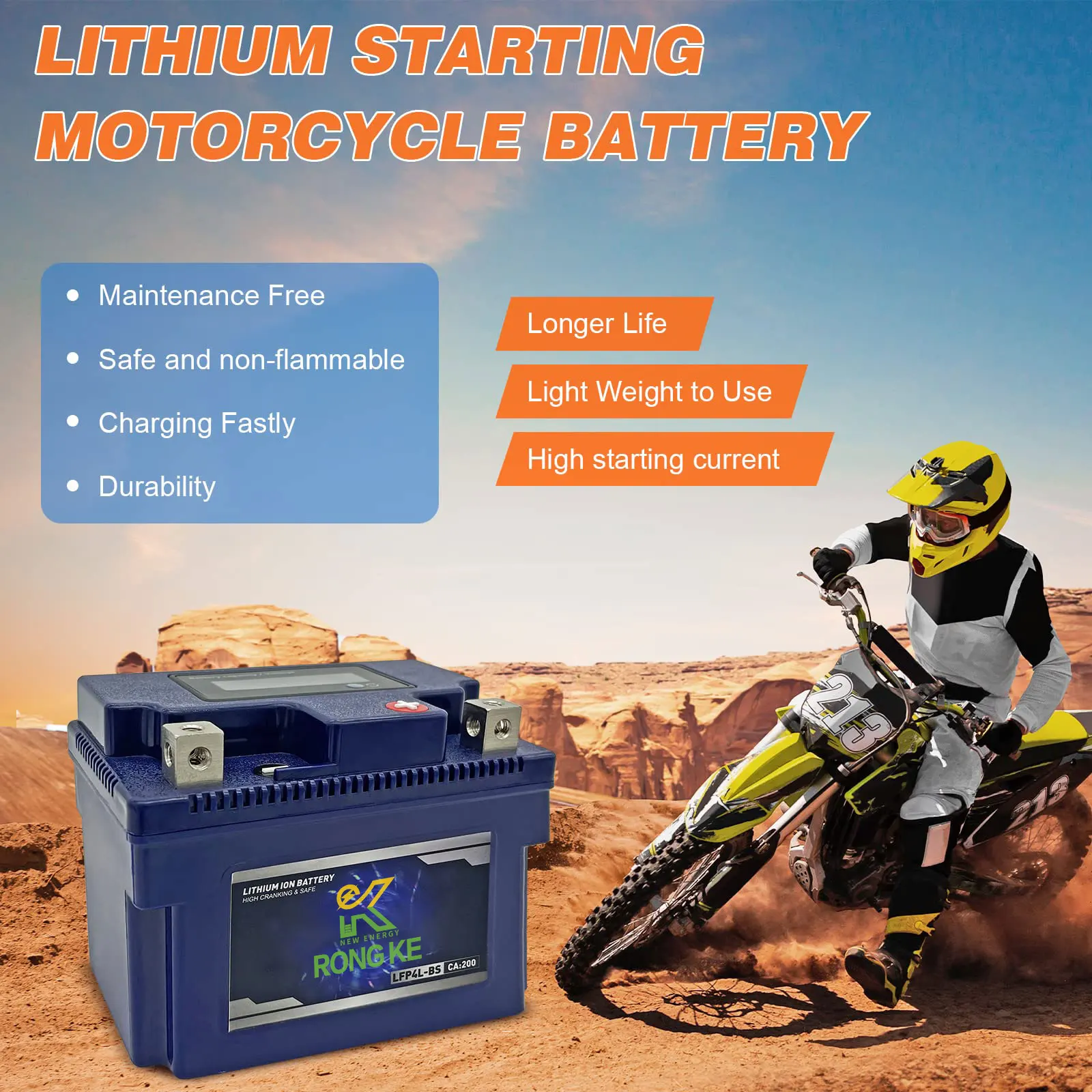 12V 2Ah motocicleta electrica baterie de litiu 155CCA baterii cu litiu caz powersport de pornire a motorului 2500-8000 cicluri de viață3