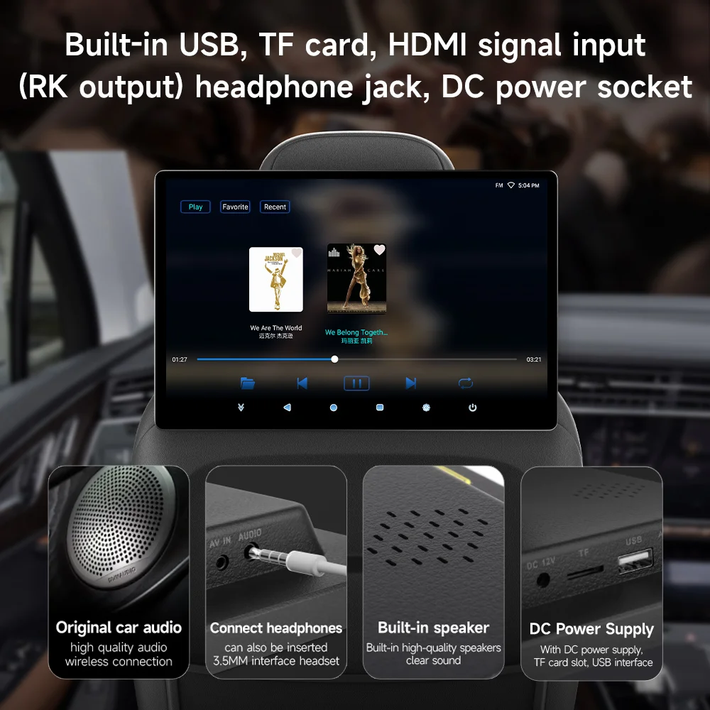 13 inch Android 12 2+32G Auto Tetiera Monitor IPS Tabletă cu Ecran Tactil Pentru Masina Scaunul din Spate Video Music TV Player cu Intrare HDMI3