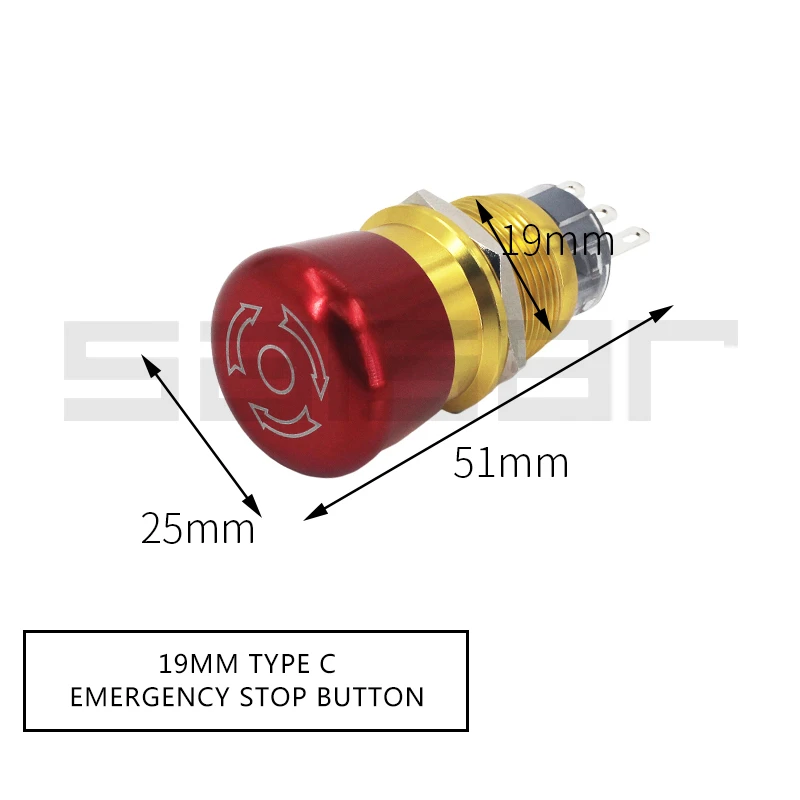16/19/22mm DIY 3 Pini din Oțel Inoxidabil Roșu Ciuperci Capul Auto-Lock de Blocare Tip de Metal Oprire de Urgență Împingeți Butonul de Comutare3