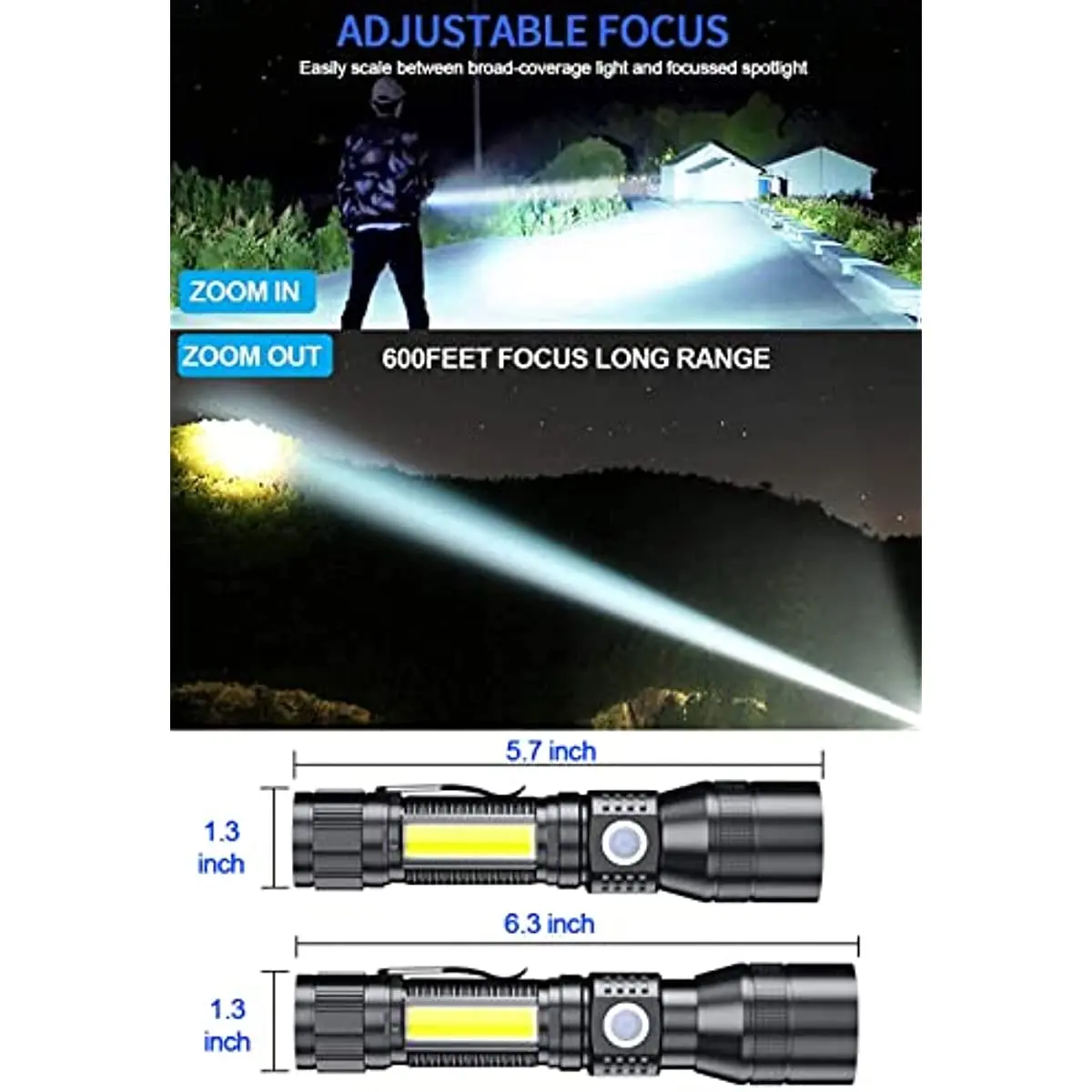 3in1 Super Bright LED-uri Lanterna Tactice USB Reîncărcabilă UV Blacklight Zoomable 7Modes Impermeabil Buzunar Roșu Alb de Lumină Torță3