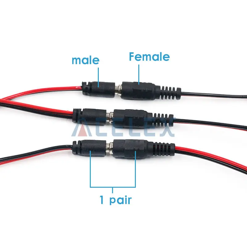 5pcs DC putere de sex masculin de sex feminin cablu 12V DC Plug cablu Adaptor Conector pentru CCTV aparat de Fotografiat DC mufa 5.5*2.1 mm 5.5x2.13