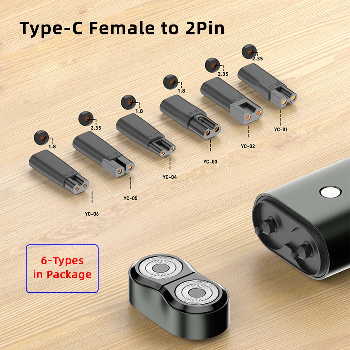 CY Instrumente de Frumusete Barba aparate de Ras și Tuns USB-C de sex Feminin la 2Pin 5V DC de Alimentare de Încărcare Adaptor Electric pentru Tuns 6Pcs/Set3