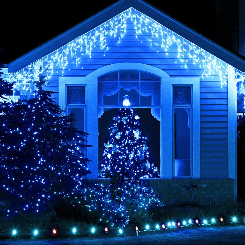 Crăciun Ghirlanda LED-uri Cortina Sloi de gheață Șir de Iluminat 4M/8M/12M/16M//20M Vacanta de Iluminat Ofili De 0,4-0,6 M în aer liber Strada de Decor3