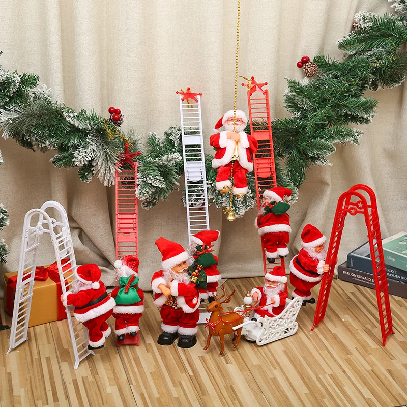 Decor De Crăciun Electric Scara Moș Crăciun Alpinism Margele Pom De Crăciun Agățat Ornamente De Perete Decor Petrecere Copii3
