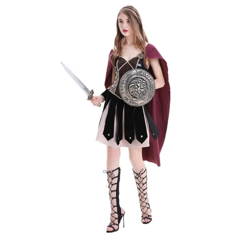 Femeile Adulte Medieval Roma Zina Printesa Razboinica Costum Carnaval De Halloween Petrecere De Cosplay Roman Sparta Gladiator Rochie Fancy3