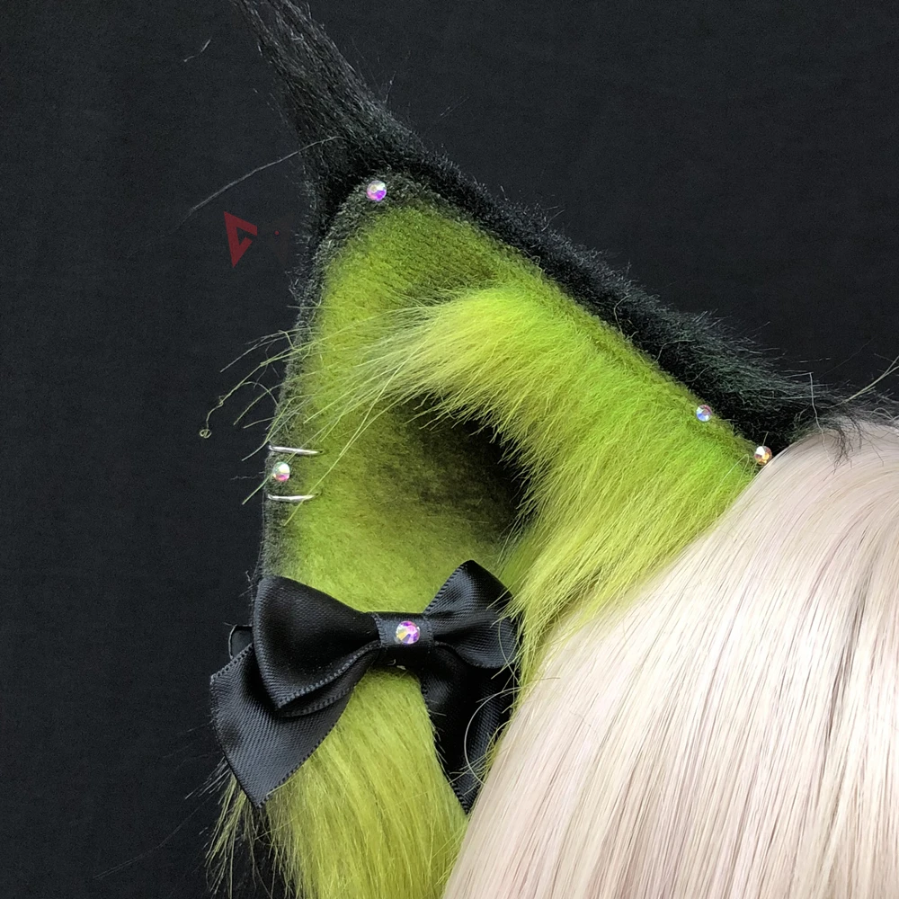 Halloween Serie Negru, Verde, Urechi de Pisică Cerc Păr Pălării Făcute de Mână de Lucru Pentru KC Cosplay Costum pentru Petrecerea de Accesorii Personalizate3