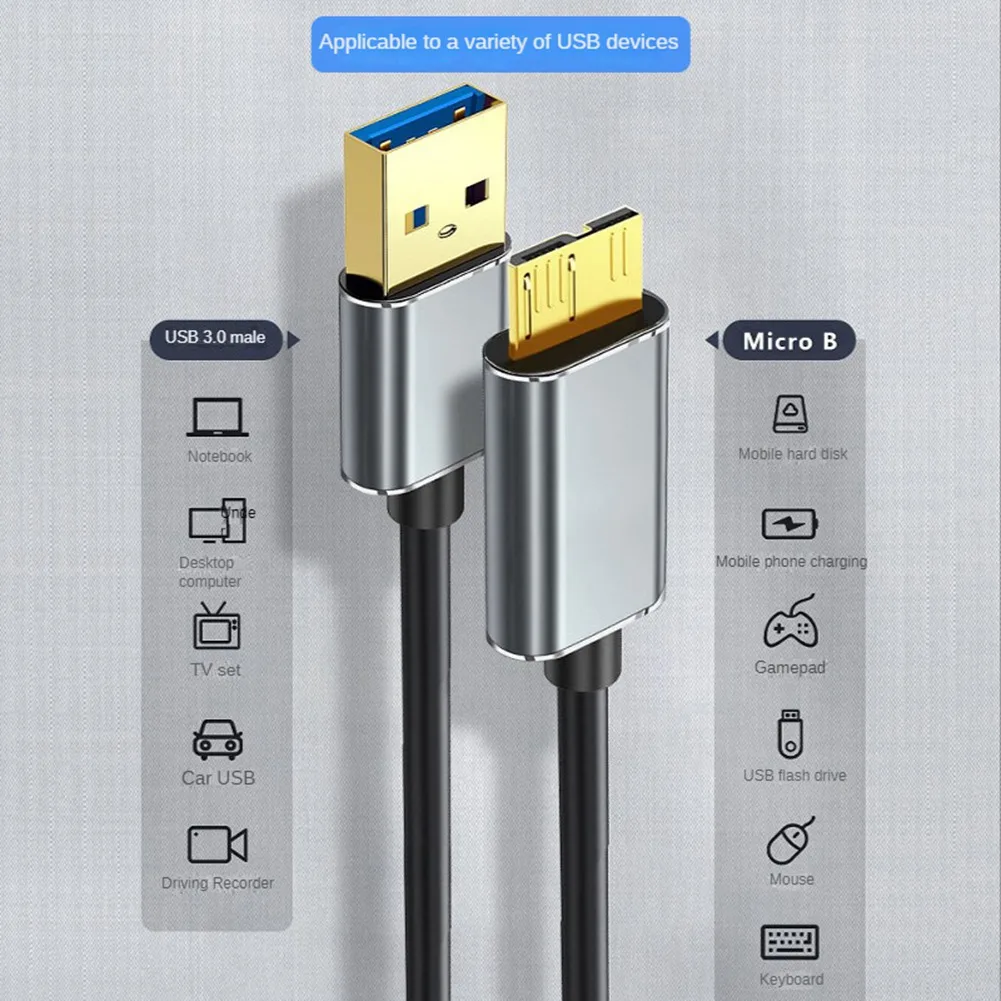 Hard Disk Extern Cablu USB Micro-B HDD Cablu Micro-B Cablu de Date SSD Cablu Sata pentru Hard Disk Micro-B USB3.0, 0,5 M3