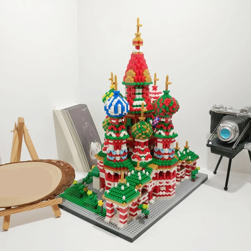 Jucărie pentru Copii Sf Vasile Catedrala Biserica Templul 3D Mini Diamond Blocuri Caramizi de constructie Arhitecturii Mondiale3