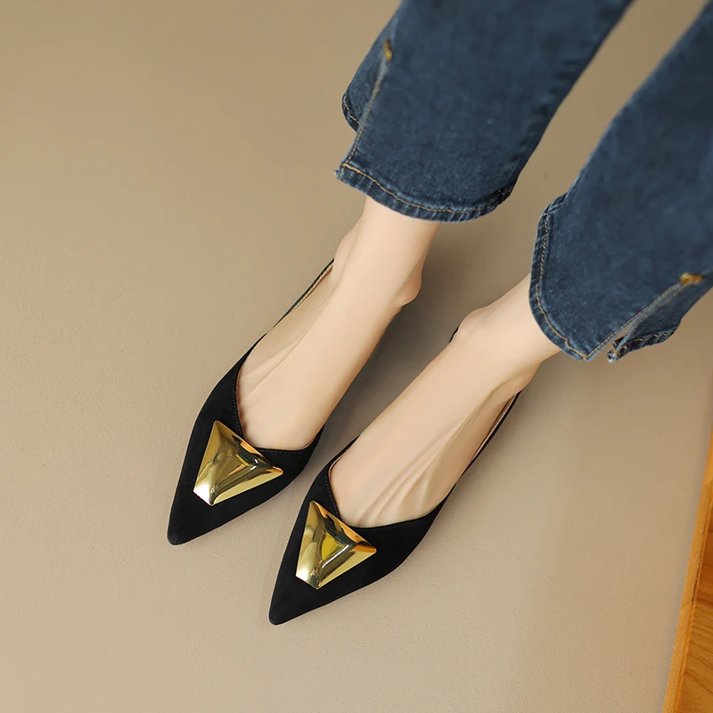 Moderne Și Confortabile Sandale Femei Cu Toc Jos Pantofi De Vara 2023 Lux Din Piele A Subliniat Deget De La Picior Moale De Mers Pe Jos Încălțăminte3