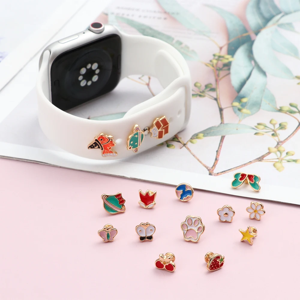 Multistyle Watchband Decorative Farmece Pentru Apple Watch Banda De Silicon Brățară De Metal Picior Cuie Decorative Pentru Iwatch Sport Curea3