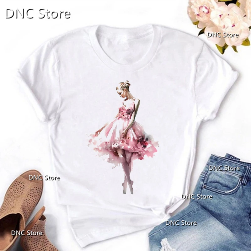 New Sosire Femei T-Shirt de Balet, Dans Grafic de Imprimare Personalizate, Echipa de Dans Îmbrăcăminte de Modă T-Shirt Femme Vara O-Gât Topuri3