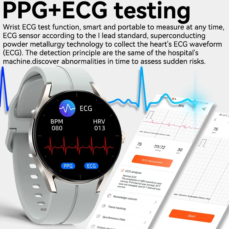 Noi Non-invazive de Glucoza din Sange Monitor ECG Ceas Inteligent Bărbați Femei apelare Bluetooth Smartwatch Sănătate Rata de Inima Ceasuri Inteligente Bărbați3