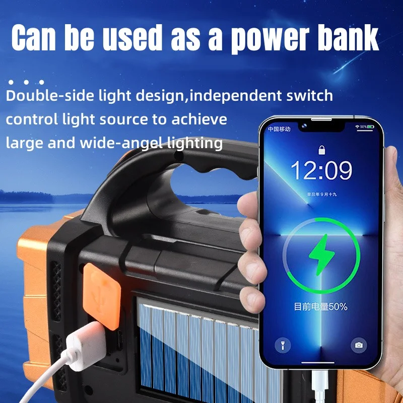 Solar Lanterna LED-uri USB Reîncărcabilă Proiector portabil Portabil Lanterna Power Bank Lanterna Cu COB Activitatea Solară pentru Tabără3