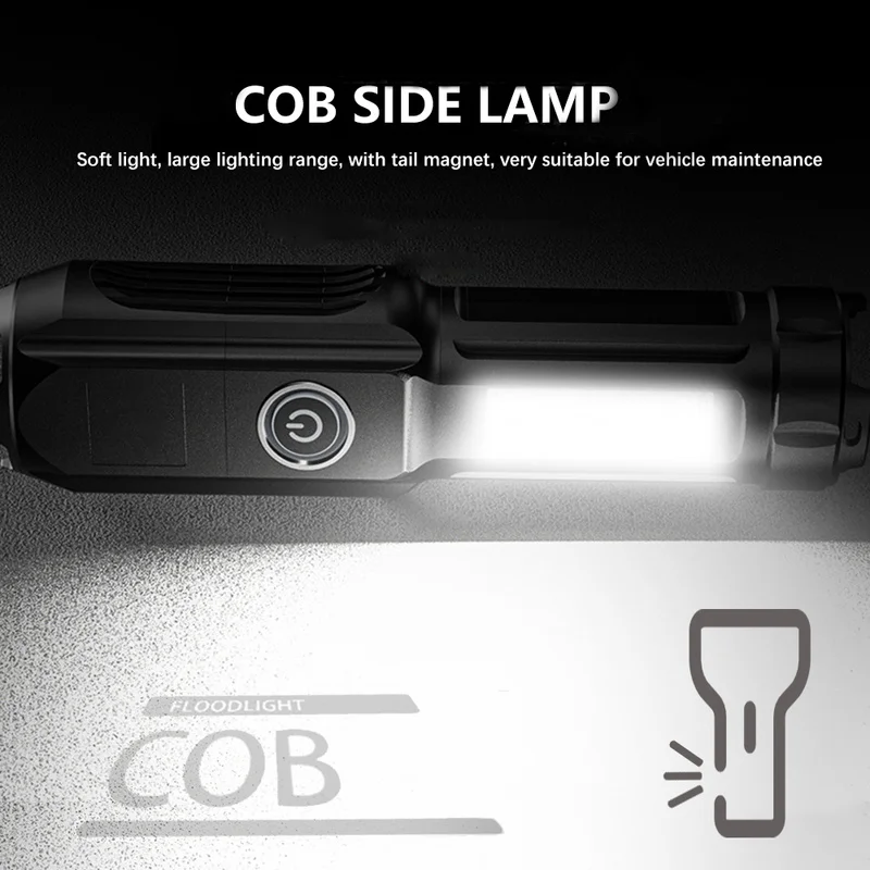 Zoomable T6 LED Lanterna Construit în Baterie COB Lumina de Lucru rezistent la apa de Pescuit Lămpi Cu Pix Clip Mini în aer liber Camping Lanterne3