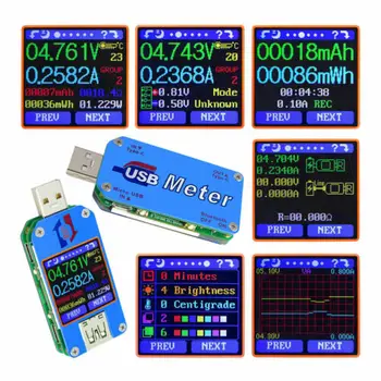 UM25C/ UM25 USB 2.0 Tip C, LCD Color, Tester de Tensiune, Voltmetru, Contor Curent
