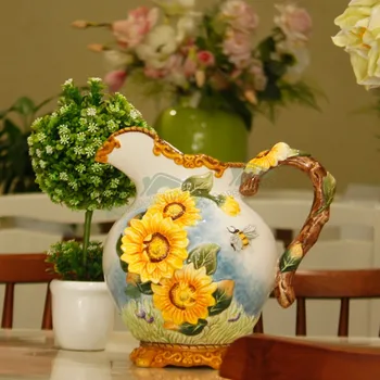 Floarea soarelui Ceramice pictate manual Vaza Underglaze Culoare Lux Decor Acasă Artefact de Flori Vaze Ceramice Decor Acasă