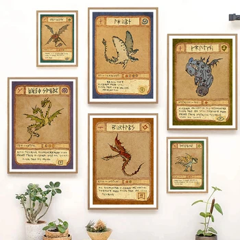 Retro Clasic Dragon Carduri De Postere Si Printuri Panza Pictura Perete Fotografie Imagine Pentru Camera De Zi Dormitor Baie Fara Rama