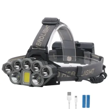 8 LED-uri Super Luminoase a Farurilor USB Reîncărcabilă Lanterna 6 Moduri Impermeabil în aer liber, Faruri Confortabil De purtat