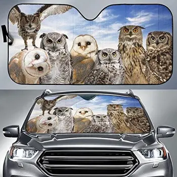 Funny Owl Echipa Blue Sky Model Auto Parasolar, Bufnita Familia Auto Parasolar pentru Masina de Decor, Masina Fereastră Soarele Acoperire pentru Owl Iubitor, Mașină de Internet