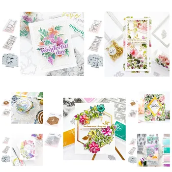 2023 Nouă Primăvară Florale de Hibiscus Dahlia Fierbinte Folie Plăci de Tăiat Mor Moare Timbre Stratificare Șabloane DIY Hârtie Colorat Carduri Cadou Reduceri