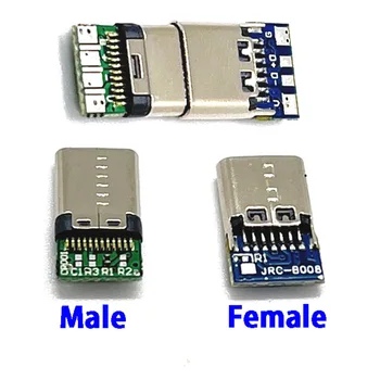 24 pin USB 3.1 de tip c, de sex masculin/de sex Feminin Conectori Jack Coada usb Plug de sex Masculin Electric Bornele de sudare DIY cablu de date Suport PCB Bord